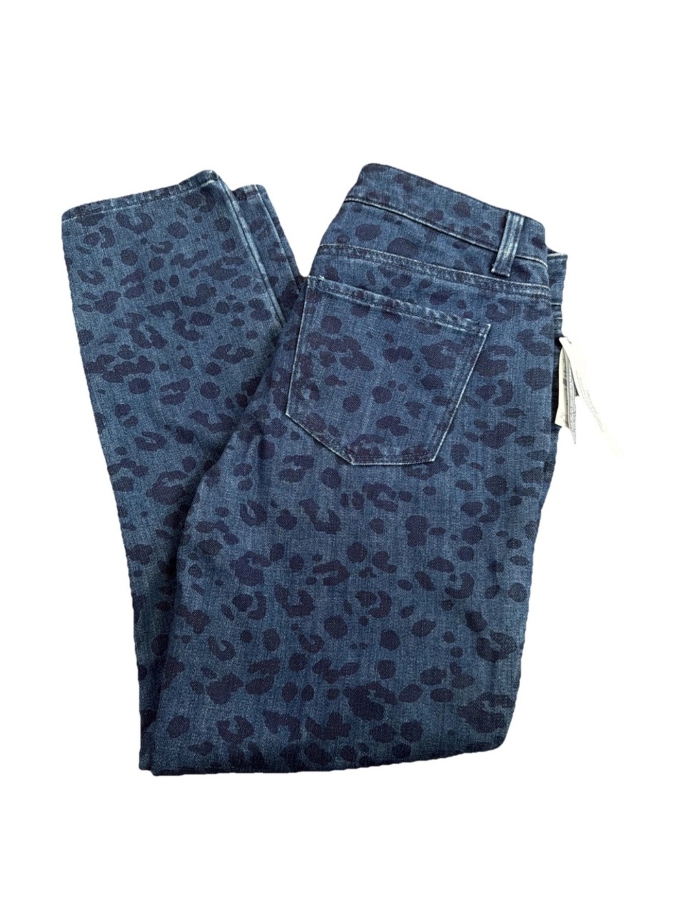 Talbots Blue Leopard-Print Slim Ankle Jeans Trendy Chic Boutique Sz 2P EUC